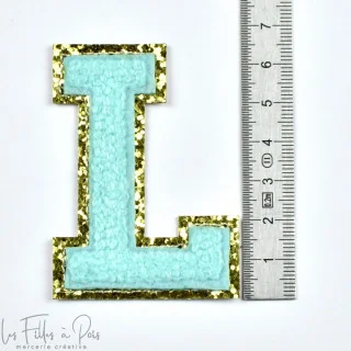 Ecusson lettres de l'alphabet en éponge - Bleu et doré - Thermocollant Tissus et mercerie créative – Nos sélections sans marque 