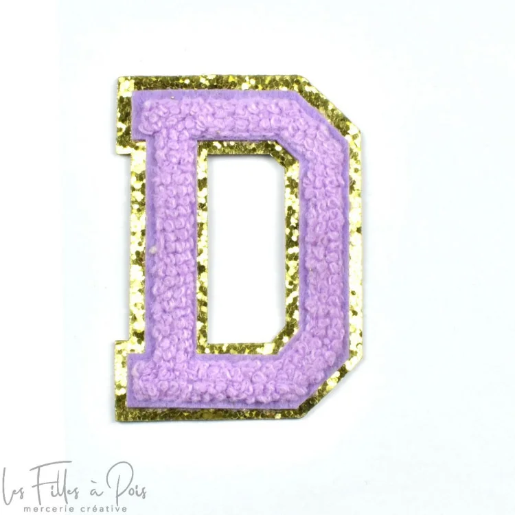 Ecusson lettres de l'alphabet en éponge - Violet et doré - Thermocollant Tissus et mercerie créative – Nos sélections sans marqu