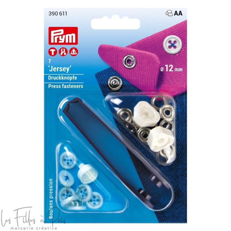 Bouton pression jersey optique couture avec outil - 12mm - Prym ® Prym ® - Mercerie - 1 Bouton pression jersey optique couture avec outil - 12mm - Prym ® Prym ® - Mercerie - 1