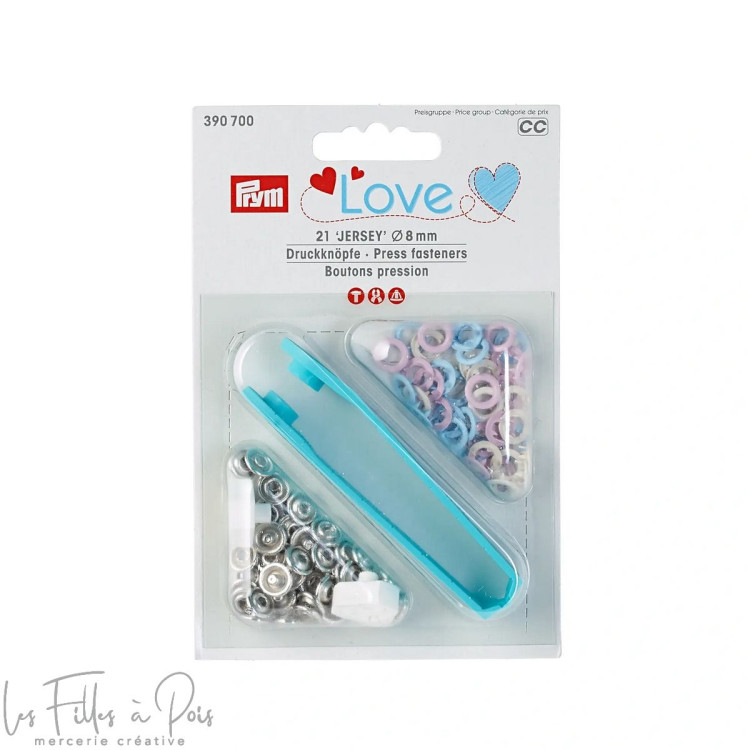 Prensaterminales surtido rosa, azul y perla con herramienta - 8 mm - 390700 - Prym ® (español) Prym ® - Mercerie - 1 Prensaterminales surtido rosa, azul y perla con herramienta - 8 mm - 390700 - Prym ® (español) Prym ® - Mercerie - 1