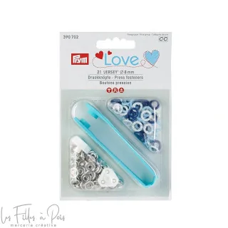 Prego de pressão em jersey azul sortido com ferramenta - 8 mm - 390702 - Prym (inglês) Prym : mercerie couture et accessoires d