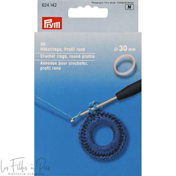 30 anneaux pour crocheter - Diamètre 30mm - 624142 - Prym ® Prym ® - Mercerie - 1 30 anneaux pour crocheter - Diamètre 30mm - 624142 - Prym ® Prym ® - Mercerie - 1