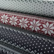 Tissu jersey de coton motif jacquard de noël collection "D&C" - Rouge et Ecru - Les Filles à Pois ® - Oeko-Tex ®