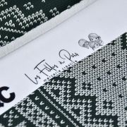 Tissu jersey de coton motif jacquard de noël collection "D&C" - Vert et Ecru - Les Filles à Pois ® - Oeko-Tex ®