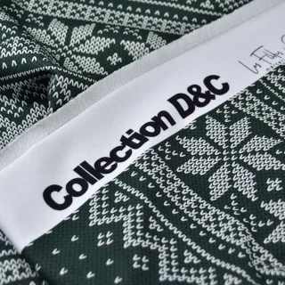 Coupon de tissu jersey de coton motif jacquard de noël "D&C" - Vert et Ecru - 240cm - Les Filles à Pois Les Filles à Pois - Desi