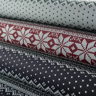 Coupon de tissu jersey de coton motif jacquard de noël "D&C" - Vert et Ecru - 240cm - Les Filles à Pois Les Filles à Pois - Desi