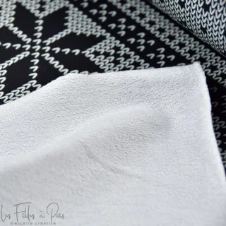 Coupon de tissu french terry motif jacquard de noël "D&C" - Noir, Gris et écru - 300cm - Les Filles à Pois Les Filles à Pois - D