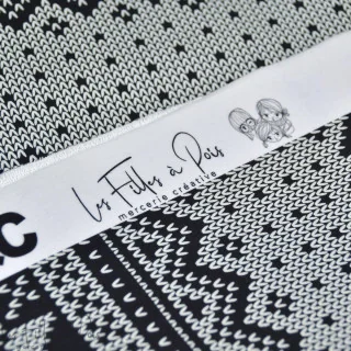 Coupon de tissu french terry motif jacquard de noël "D&C" - Noir, Gris et écru - 300cm - Les Filles à Pois Les Filles à Pois - D