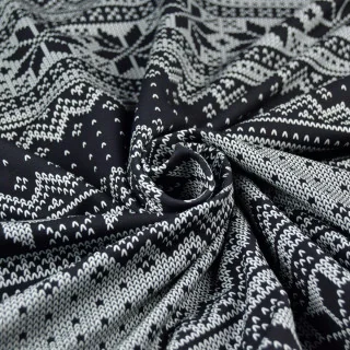 Coupon de tissu french terry motif jacquard de noël "D&C" - Noir, Gris et écru - 300cm - Les Filles à Pois Les Filles à Pois - D