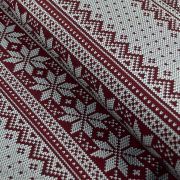Tissu french terry motif jacquard de noël collection "D&C" - Rouge et écru - Les Filles à Pois ® - Oeko-Tex ®
