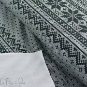 Tissu french terry motif jacquard de noël collection "D&C" - Vert et écru - Les Filles à Pois ® - Oeko-Tex ® Les Filles à Pois -