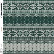 Tissu french terry motif jacquard de noël collection "D&C" - Vert et écru - Les Filles à Pois ® - Oeko-Tex ®