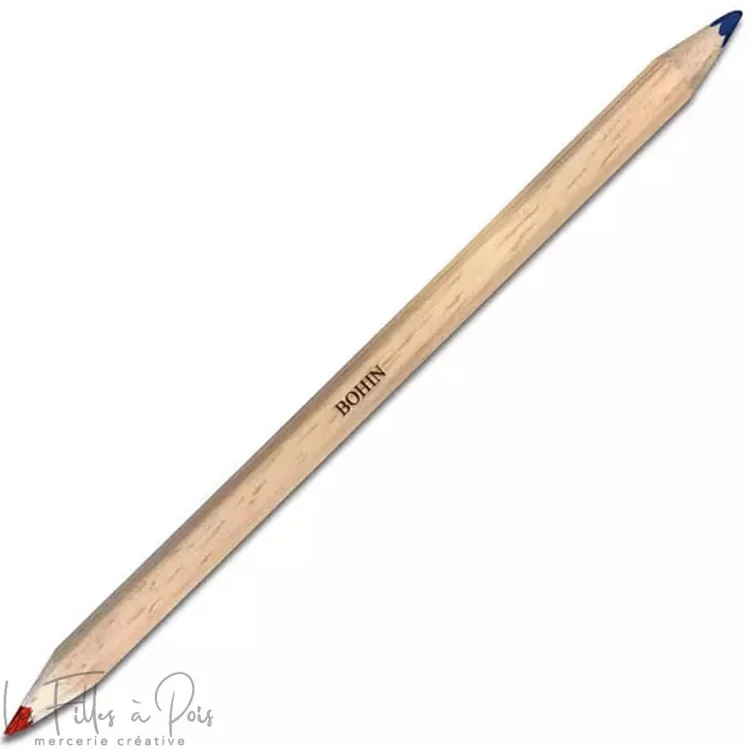 Crayon craie bicolore - Rouge et bleu - Bohin Bohin : épingles, aiguilles et accessoires couture de qualité - 1