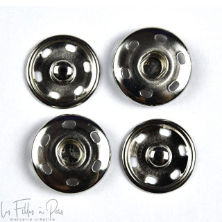 2 boutons pressions en métal à coudre 25mm / argent, noir / bouton