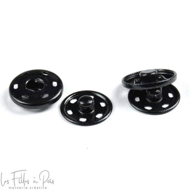 2 boutons pressions design en métal noir à coudre 21 mm / bouton pression,  boutons à coudre