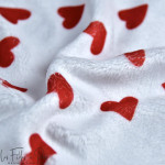 Tissu minky motif coeur collection "Coco" - Blanc, rouge et noir - Les Filles à Pois ® - Oeko-Tex ® Les Filles à Pois - Design ®