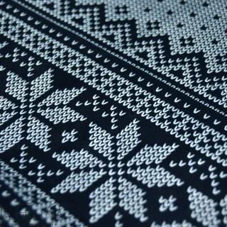 Coupon de tissu minky motif jacquard de noël "D&C" - Noir, gris et écru - 350cm - Les Filles à Pois Les Filles à Pois - Design :