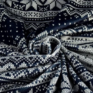 Coupon de tissu minky motif jacquard de noël "D&C" - Noir, gris et écru - 350cm - Les Filles à Pois Les Filles à Pois - Design :