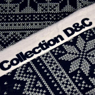 Coupon de tissu minky motif jacquard de noël "D&C" - Noir, gris et écru - 350cm - Les Filles à Pois Les Filles à Pois - Design :
