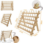 Présentoir en bois pour 63 bobines de fils Autres marques - Tissus et mercerie - 1