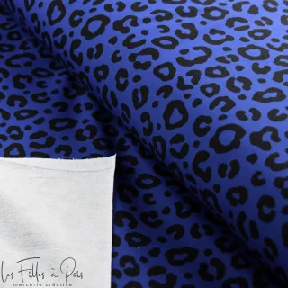 Tissu french terry léopard "Blue Riff" bleu et noir - Collection Contrastes - Les Filles à Pois Design Les Filles à Pois - Desig