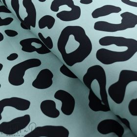 Tissu french terry motif léopard collection "Angels" - Vert pastel et noir - Les Filles à Pois ® - Oeko-Tex ®