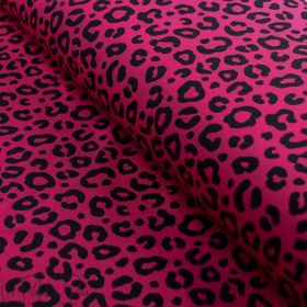 Tissu jersey motif léopard collection "Contrastes" - Rose Fuchsia et noir - Les Filles à Pois ® - Oeko-Tex ®