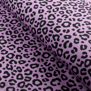 Tissu jersey motif léopard collection "Contrastes" - Lavande et noir - Les Filles à Pois ® - Oeko-Tex ® Les Filles à Pois - Desi