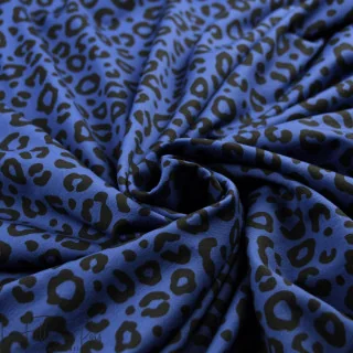 Tissu french terry léopard "Blue Riff" bleu et noir - Collection Contrastes - Les Filles à Pois Design Les Filles à Pois - Desig