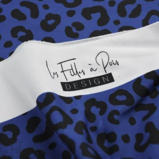 Tissu french terry léopard "Blue Riff" bleu et noir - Collection Contrastes - Les Filles à Pois Design Les Filles à Pois - Desig