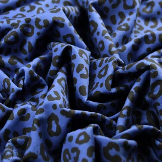Tissu french terry léopard "Blue Riff" bleu et noir - Collection Contrastes - Les Filles à Pois Design Les Filles à Pois - Desig