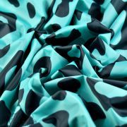 Tissu déperlant K-way motif léopard collection "Angels" - Vert menthe et noir - Les Filles à Pois ® - Oeko-Tex ® Les Filles à Po