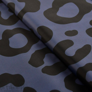 Tissu déperlant K-way motif léopard collection "Angels" - Bleu gris et noir - Les Filles à Pois ® - Oeko-Tex ® Les Filles à Pois