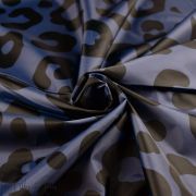 Tissu déperlant K-way motif léopard collection "Angels" - Bleu gris et noir - Les Filles à Pois ® - Oeko-Tex ® Les Filles à Pois