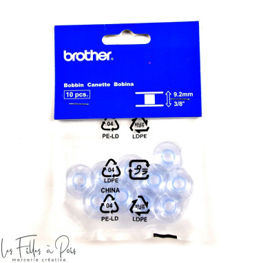 Lot de 10 canettes machine à coudre transparentes 9.2mm - Brother ® Brother ® - 1