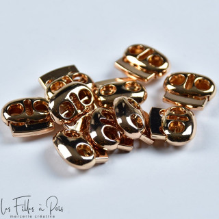 Arrêt cordon plat double trou métal - 4mm  - 1