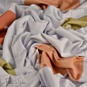 Tissu french terry motif Abstrait collection "Anna" By Amanda - Blanc et tons orangés - Les Filles à Pois ® - Oeko-Tex ® Les Fil