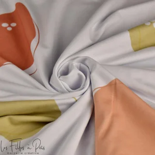 Coupon de tissu french terry "Galets Pastel" tons orangés - Collection Anna By Amanda - 300cm - Les Filles à Pois Design Les Fil