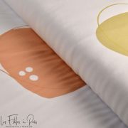 Tissu french terry motif Abstrait collection "Anna" By Amanda - Blanc et tons orangés - Les Filles à Pois ® - Oeko-Tex ® Les Fil