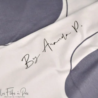 Coupon de tissu french terry "Galets" tons gris bleutés - Collection Anna By Amanda - 180cm - Les Filles à Pois Design Les Fille