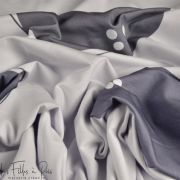 Tissu french terry motif Abstrait collection "Anna" By Amanda - Blanc et gris bleuté - Les Filles à Pois ® - Oeko-Tex ® Les Fill
