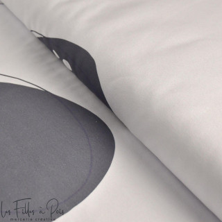 Tissu french terry motif Abstrait collection "Anna" By Amanda - Blanc et gris bleuté - Les Filles à Pois ® - Oeko-Tex ® Les Fill
