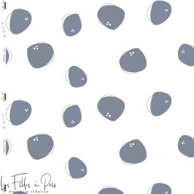 Tissu french terry motif Abstrait collection "Anna" By Amanda - Blanc et gris bleuté - Les Filles à Pois ® - Oeko-Tex ® Les Fill