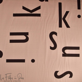 Tissu french terry motif lettre collection "Skins" - Nude et noir - Les Filles à Pois ® - Oeko-Tex ® Les Filles à Pois - Design
