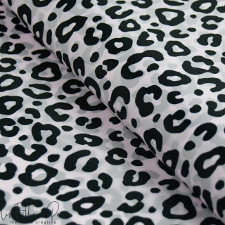 Tissu déperlant K-way motif léopard collection "Contrastes" - rose très clair et noir - Les Filles à Pois ® - Oeko-Tex ® Les Fil