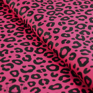 Tissu déperlant K-way motif léopard collection "Contrastes" - rose fuchsia et noir - Les Filles à Pois ® - Oeko-Tex ® Les Filles