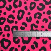 Tissu déperlant K-way motif léopard collection "Contrastes" - rose fuchsia et noir - Les Filles à Pois ® - Oeko-Tex ® Les Filles