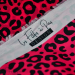 Tissu déperlant K-way motif léopard collection "Contrastes" - rose fuchsia et noir - Les Filles à Pois ® - Oeko-Tex ® Les Filles