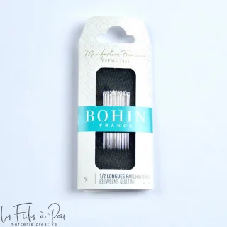 Agulhas de costura de meio comprimento para trabalhos em pergaminho N°9 olho grande - Bohin Bohin : épingles, aiguilles et acces