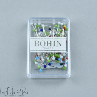 Boite de 80 épingles extra-fines tête de verre multicolore assorties - Bohin Bohin France ® - Mercerie - 2